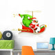 Santa Claus on sledge, vector illustration Wall Decal
