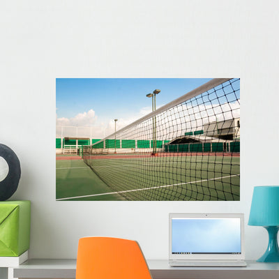 Tennis Court Wall Decal shown on a wall