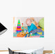 Cute little baby playing with colorful toys indoors Wall Mural