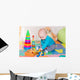 Cute little baby playing with colorful toys indoors Wall Mural
