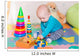 Cute little baby playing with colorful toys indoors Wall Mural