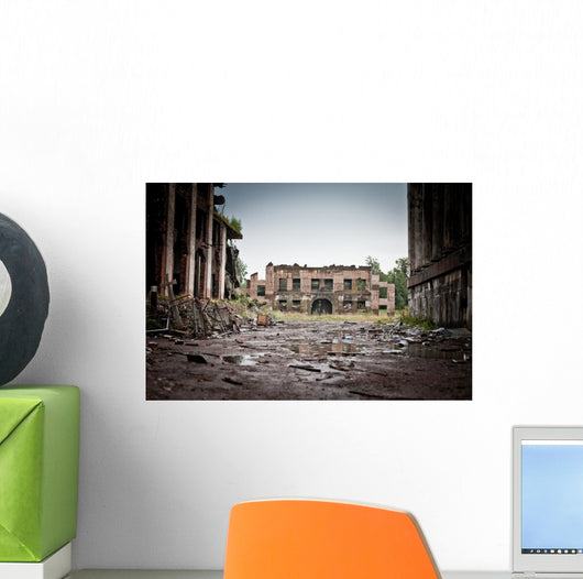 War devastation fear , scenery, wet, dirty, home town Wall Mural