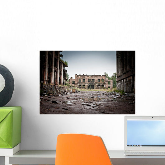 War devastation fear , scenery, wet, dirty, home town Wall Mural