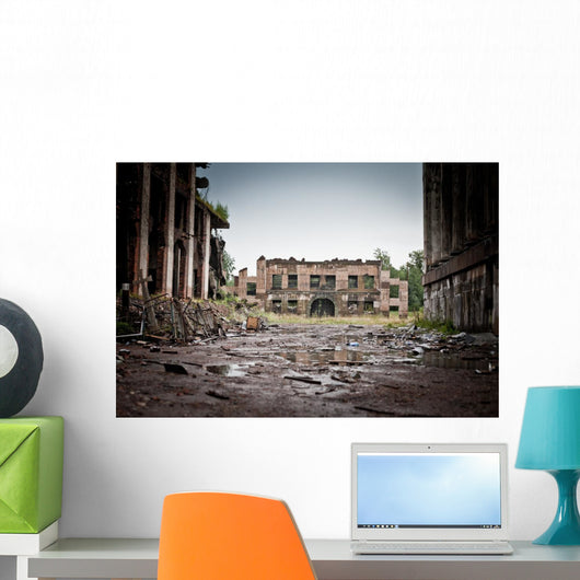 War devastation fear , scenery, wet, dirty, home town Wall Mural