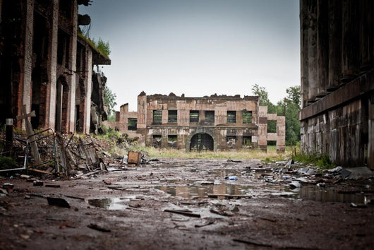 War Devastation Fear , Scenery, Wet, Dirty, Home Town Wall Decal