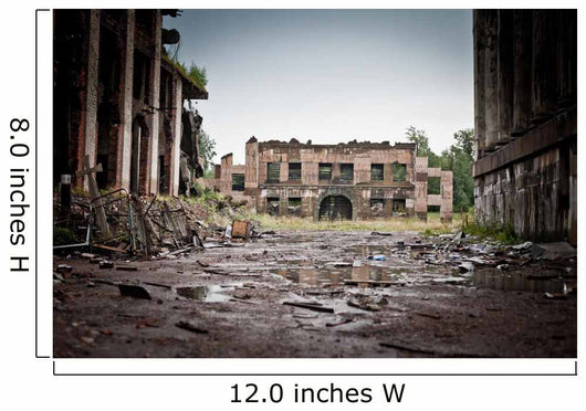 War devastation fear , scenery, wet, dirty, home town Wall Mural