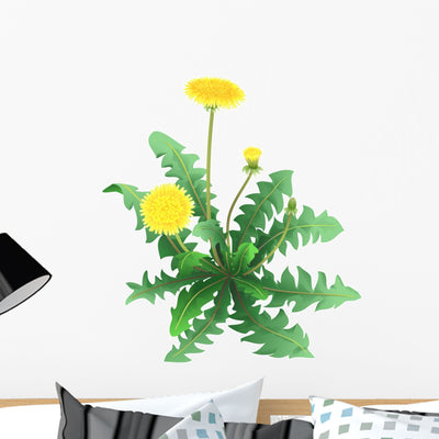 Dandelion Flower Wall Decal shown on a wall