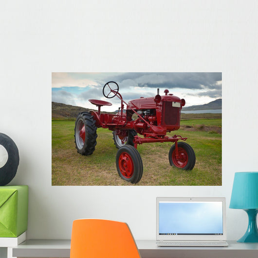 Retro Tractor Iceland Field Wall Decal