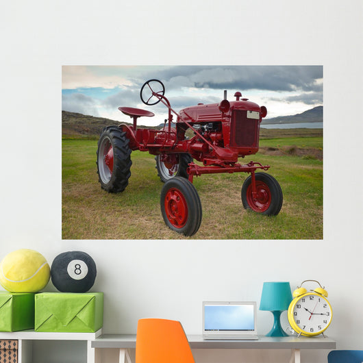 Retro Tractor Iceland Field Wall Decal