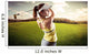 Woman golf player swinging with golf club Wall Mural