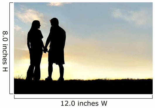 Silhouette of Happy Couple Holding Hands and Talking at Sunset Wall Mural