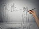 Businessman Walking On A Rope Balancing On High Altitude Wall Decal