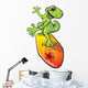 Gecko Character on a Surf Board Wall Decal
