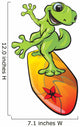 Gecko Character on a Surf Board Wall Decal