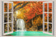 Open Window with Waterfall Wall Decal