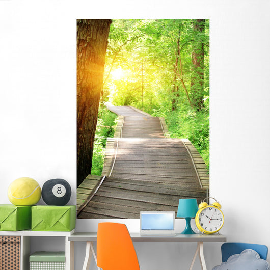 hiking trail on jiuzhaigou national park in china  Wall Mural