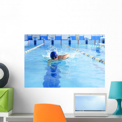 Swimmer Wall Decal shown on a wall