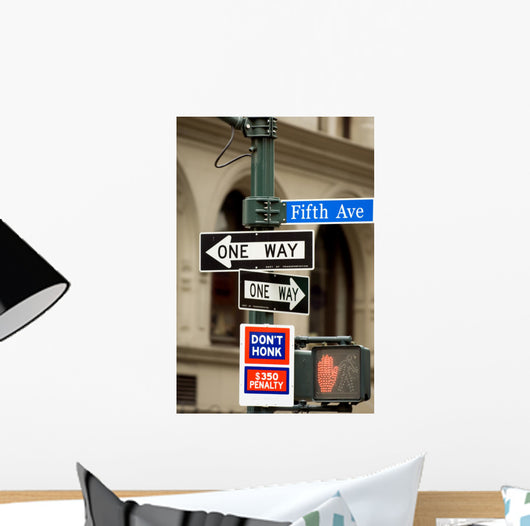 Fifth Avenue sign in pedestrian crossong, midtown Manhattan, NYC Wall Mural