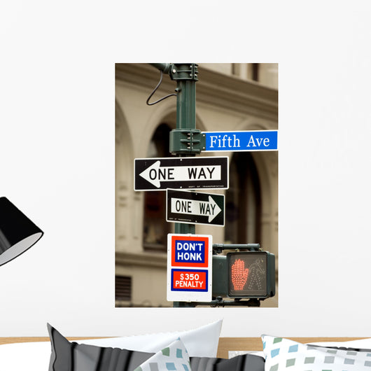 Fifth Avenue sign in pedestrian crossong, midtown Manhattan, NYC Wall Mural