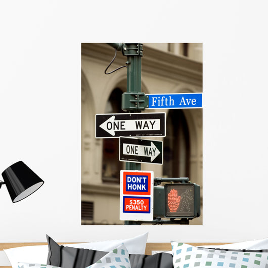Fifth Avenue sign in pedestrian crossong, midtown Manhattan, NYC Wall Mural