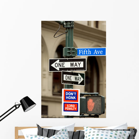 Fifth Avenue sign in pedestrian crossong, midtown Manhattan, NYC Wall Mural