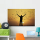 man looks flock of birds Wall Mural