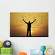 man looks flock of birds Wall Mural