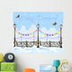 Christmas vintage winter city with decorations Wall Mural