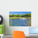 Summer Garden park with lake and ducks. Fountain splashes. Wall Mural