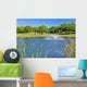 Summer Garden park with lake and ducks. Fountain splashes. Wall Mural