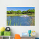 Summer Garden park with lake and ducks. Fountain splashes. Wall Mural