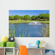 Summer Garden park with lake and ducks. Fountain splashes. Wall Mural