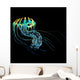 Yellow Blue Jellyfish Wall Mural
