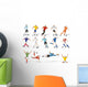 Soccer players kicking ball. Football players. Wall Decal