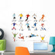 Soccer players kicking ball. Football players. Wall Decal