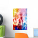 watercolor silhouettes of palm trees Wall Mural