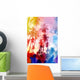 watercolor silhouettes of palm trees Wall Mural