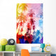 watercolor silhouettes of palm trees Wall Mural