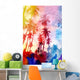 watercolor silhouettes of palm trees Wall Mural