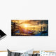 Panoramic view of Venice with gondolas at sunrise Wall Mural