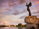 Beautiful Sunset With Keeper Of The Plains In Wichita Kansas Wall Mural