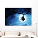 Creepy Halloween Bat Hangs Upside Down With Full Moon Wall Mural
