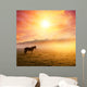 horses grazing on pasture Wall Mural