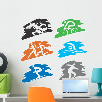 Sport Icons Grunge Wall Stickers shown on a wall