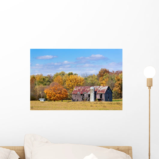 Old Barn in Autumn Wall Mural