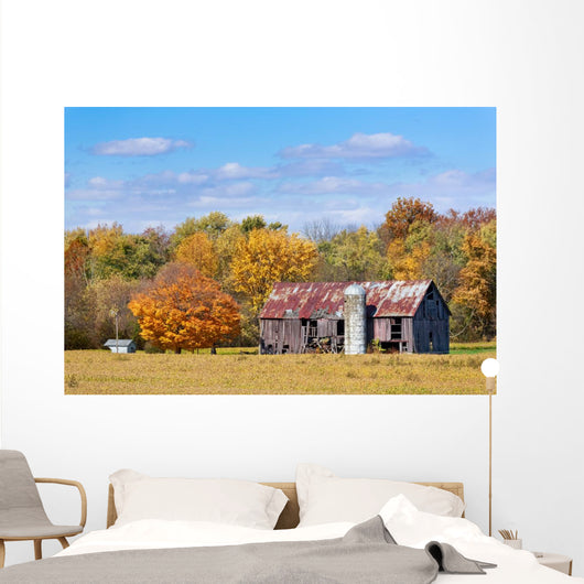 Old Barn in Autumn Wall Mural