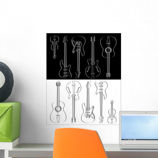 set of guitar and violin Wall Mural