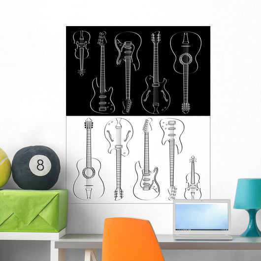 set of guitar and violin Wall Mural