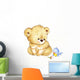 Cute Teddy bear and bird Wall Decal
