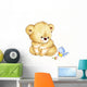 Cute Teddy bear and bird Wall Decal
